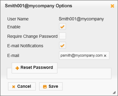 Fig. 02: The Options window allows you to perform the password reset procedure.