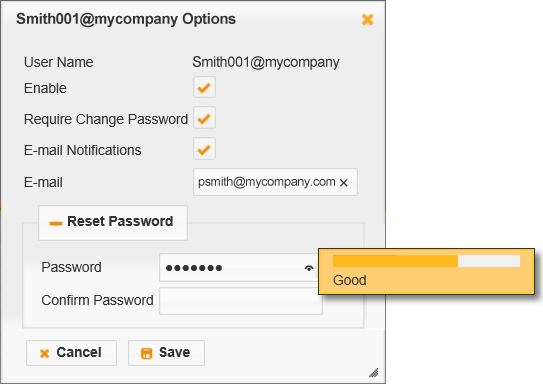 Fig. 03: Choose a new password for the employee and remember to place a check in the 'Require Change Password' field.