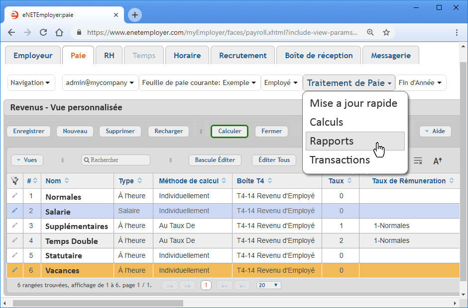 Module de la Paie avec Menu de Traitement de la Paie