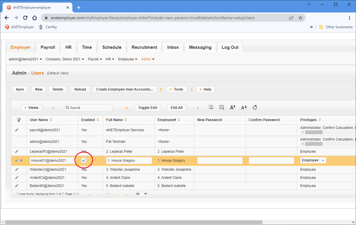 Fig. 04: Place a check in the box to enable the user account.