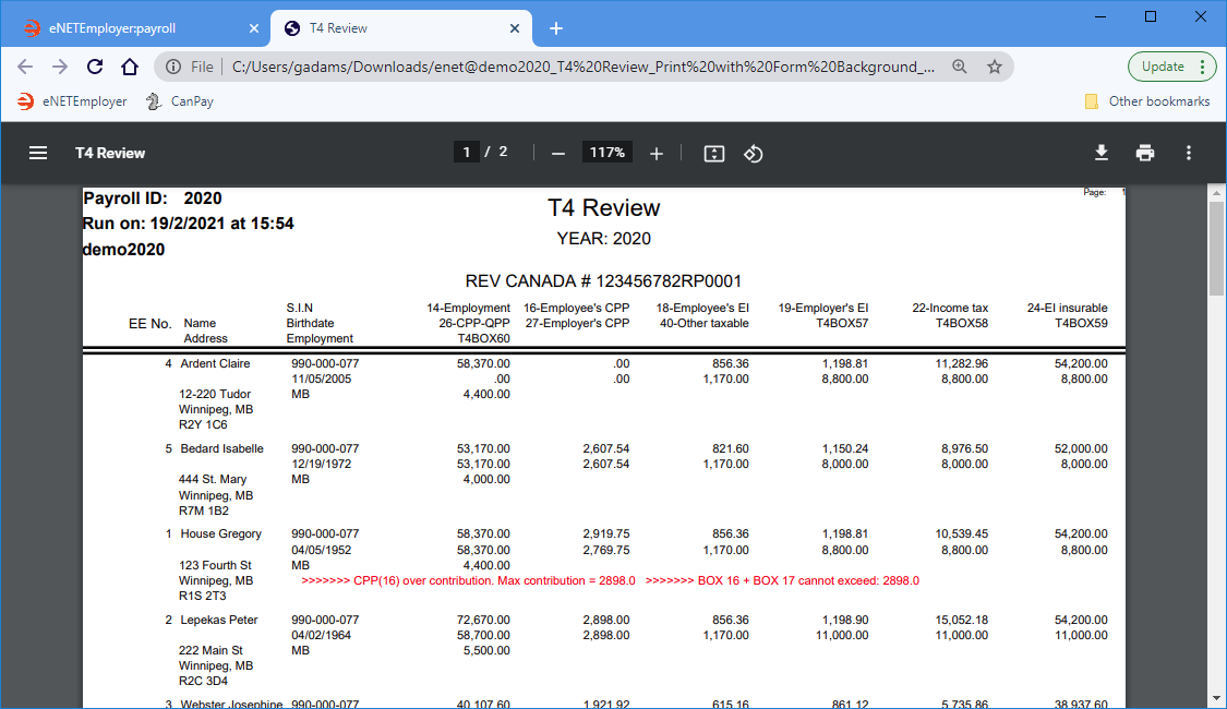 Fig. 02: One of the employees shows a CPP mismatch.