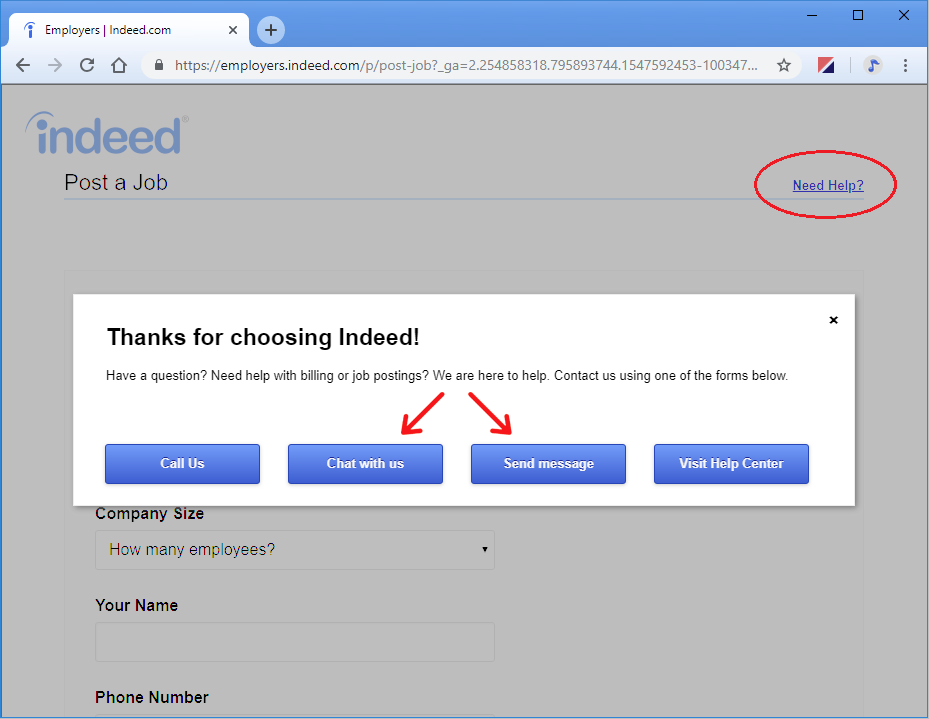 Fig. 03: You can make your indexing request via email or chat.
