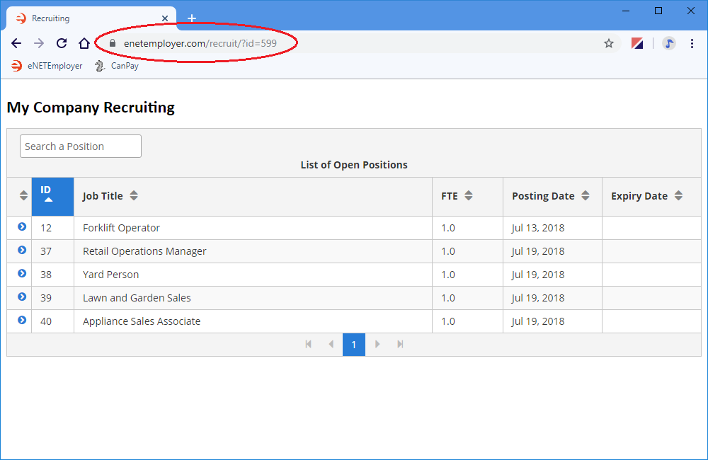 Fig. 02: The Job Posting URL contains information that will point applicants to a specific job listing
