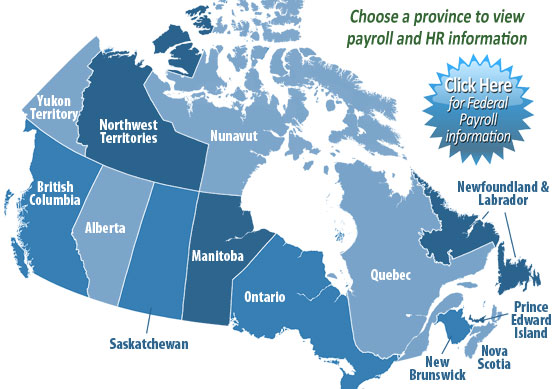 Canadian Provincial Payroll Information and Tips Map