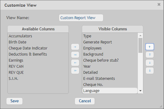 Customize Payroll Window