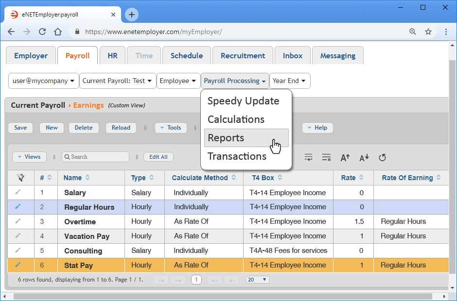 Canadian Online Payroll Module