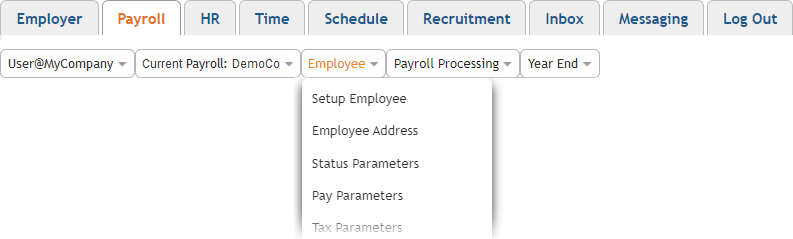Menus for Setting Up Your Payroll Details