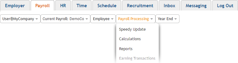 Menus for Setting Up Your Payroll Details